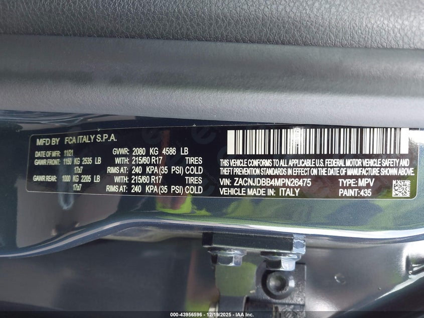 ZACNJDBB4MPN26475 2021 JEEP RENEGADE photo no. 9
