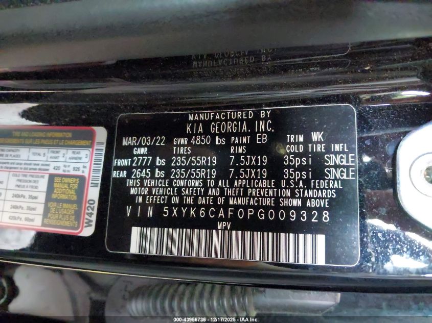2023 Kia Sportage X-Line VIN: 5XYK6CAF0PG009328 Lot: 43956736