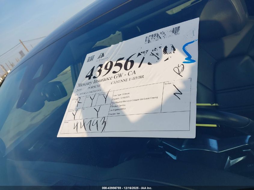 2019 Porsche Cayenne E-Hybrid VIN: WP1AE2AY6KDA51616 Lot: 43956759