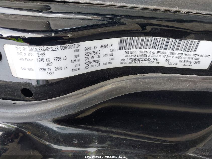 2002 Jeep Grand Cherokee Sport VIN: 1J4GW38S82C223225 Lot: 43956804