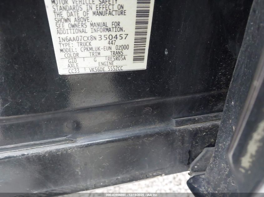 2008 Nissan Titan Le/Se VIN: 1N6AA07CX8N350457 Lot: 43956860