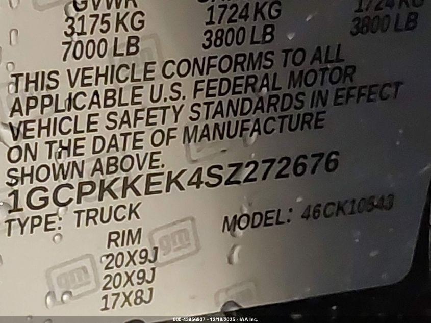 2025 Chevrolet Silverado 1500 4Wd Short Bed Lt With 2Fl VIN: 1GCPKKEK4SZ272676 Lot: 43956937