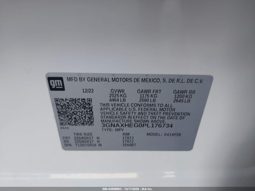 2023 Chevrolet Equinox Fwd Ls VIN: 3GNAXHEG0PL176734 Lot: 43956983