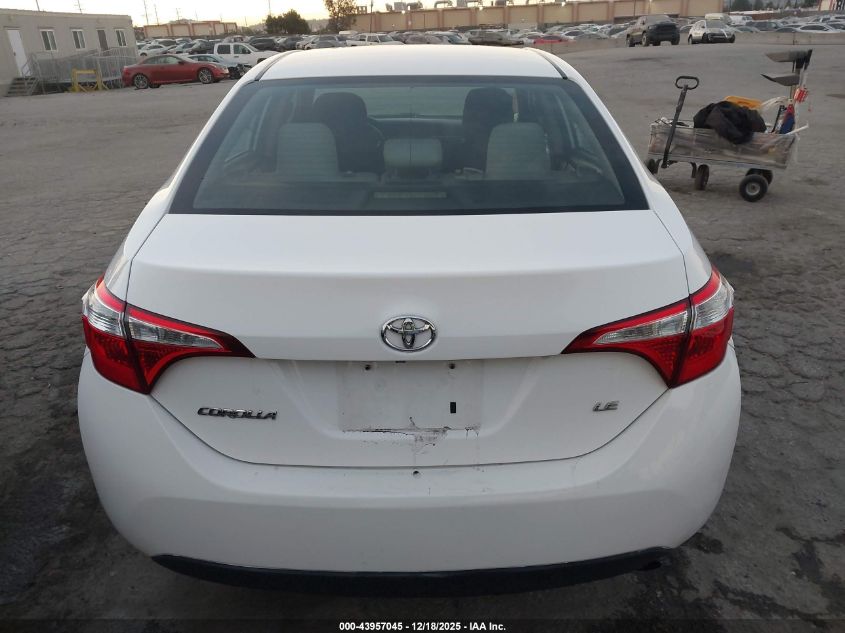 2016 Toyota Corolla Le VIN: 2T1BURHE1GC594387 Lot: 43957045