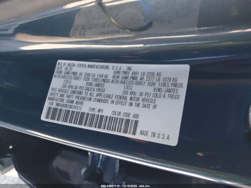 2025 Mazda Cx-50 2.5 S Premium Package VIN: 7MMVABDM3SN386513 Lot: 43957110