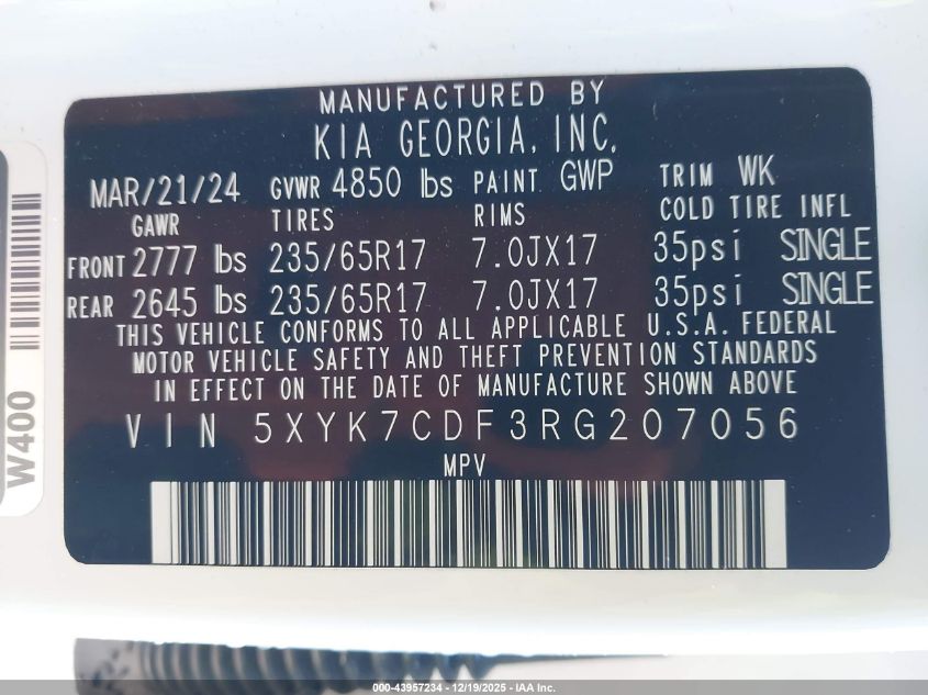 2024 Kia Sportage X-Pro Prestige VIN: 5XYK7CDF3RG207056 Lot: 43957234