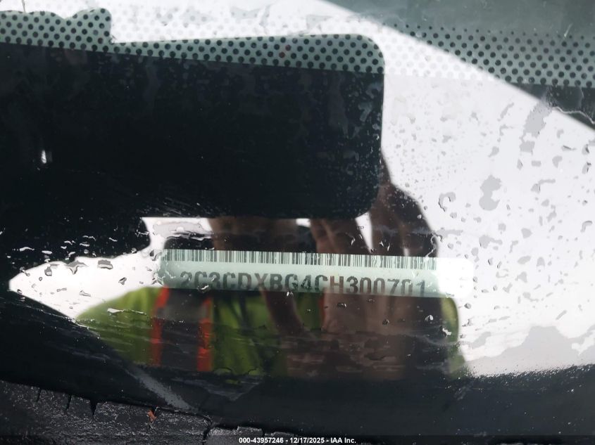 2012 Dodge Charger Se VIN: 2C3CDXBG4CH300701 Lot: 43957246