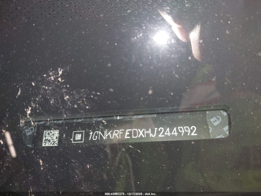 2017 Chevrolet Traverse Ls VIN: 1GNKRFEDXHJ244992 Lot: 43957275