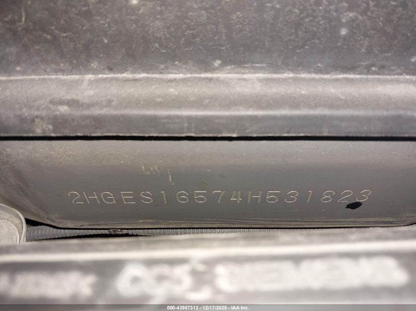 2004 Honda Civic Lx VIN: 2HGES16574H531823 Lot: 43957313