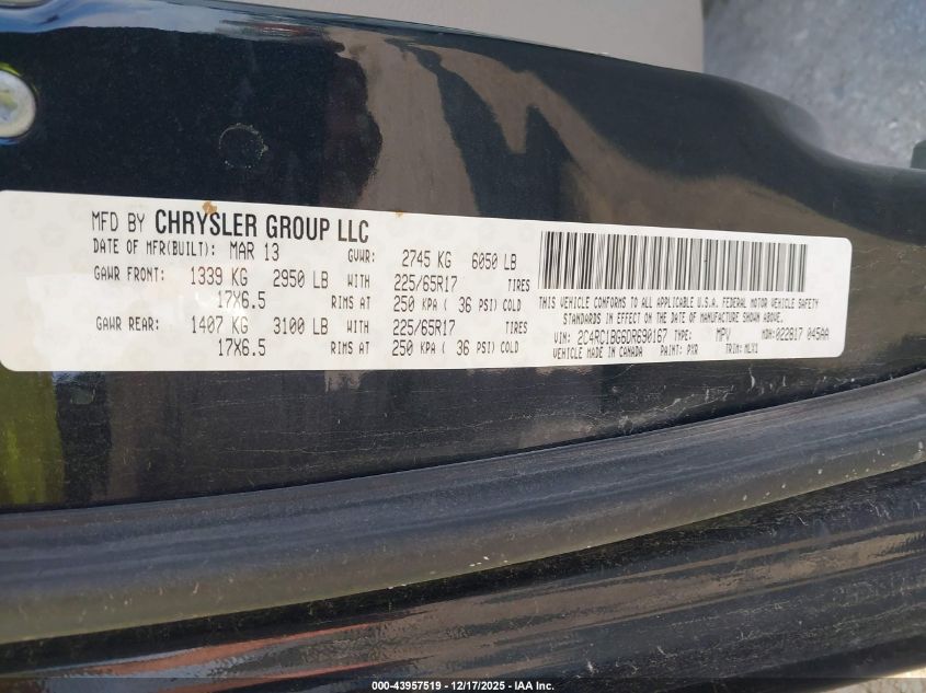 2011 Chrysler Town & Country Touring VIN: 2A4RR5DG0BR623168 Lot: 43957519