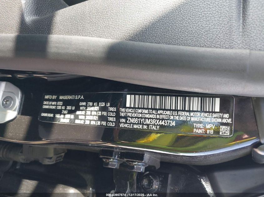 2024 Maserati Levante Modena Ultima VIN: ZN661YUM3RX443734 Lot: 43957574