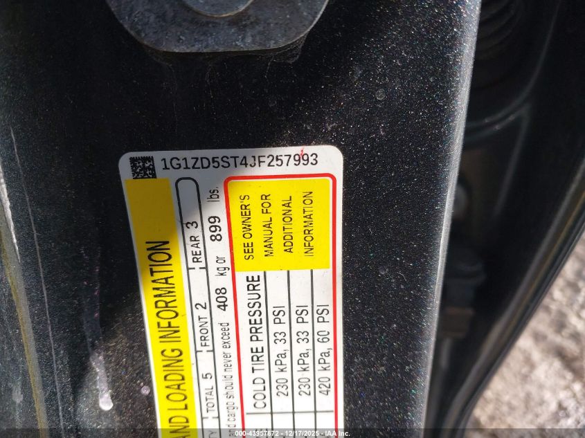 2018 Chevrolet Malibu Lt VIN: 1G1ZD5ST4JF257993 Lot: 43957672