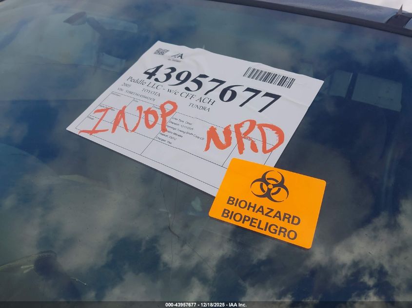 2005 Toyota Tundra Sr5 V8 VIN: 5TBRT34145S462478 Lot: 43957677