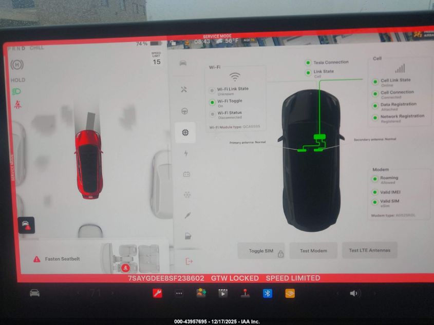 2025 Tesla Model Y Long Range Dual Motor All-Wheel Drive VIN: 7SAYGDEE8SF238602 Lot: 43957695