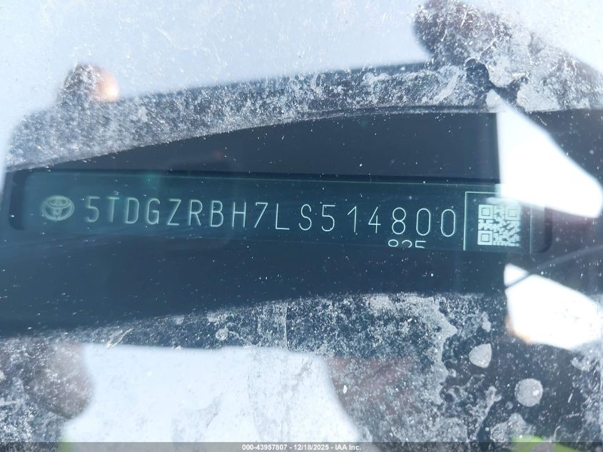 2020 Toyota Highlander Xle VIN: 5TDGZRBH7LS514800 Lot: 43957807