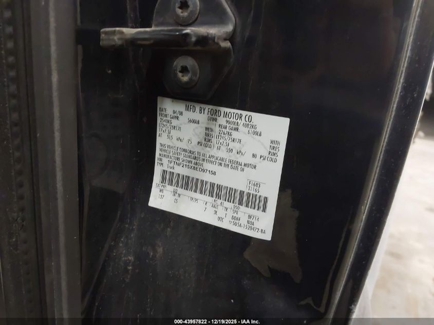 2008 Ford F-250 Xl/Xlt VIN: 1FTNF215X8ED97158 Lot: 43957822