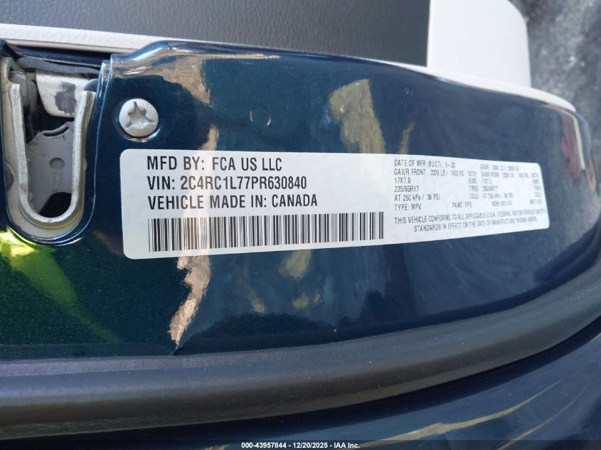 2023 Chrysler Pacifica Hybrid Touring L VIN: 2C4RC1L77PR630840 Lot: 43957844