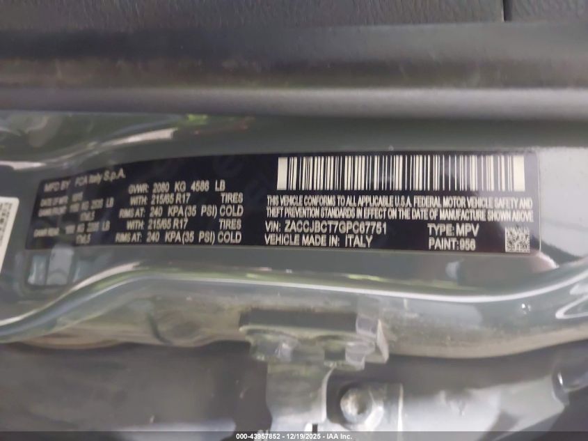 2016 Jeep Renegade Trailhawk VIN: ZACCJBCT7GPC67751 Lot: 43957852