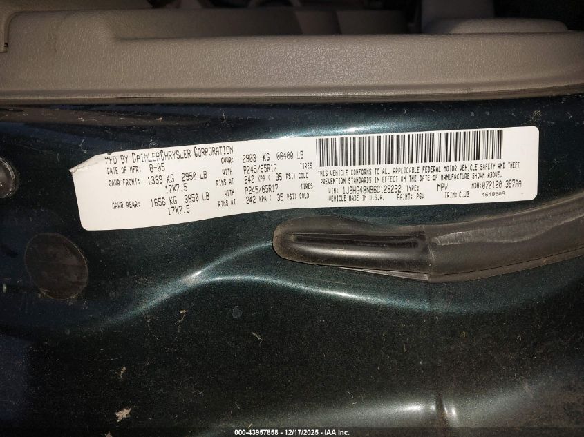 2006 Jeep Commander VIN: 1J8HG48N96C129232 Lot: 43957858