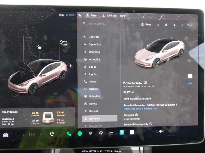 2020 Tesla Model 3 Standard Range Plus Rear-Wheel Drive/Standard Range Rear-Wheel Drive VIN: 5YJ3E1EA0LF612906 Lot: 43957862