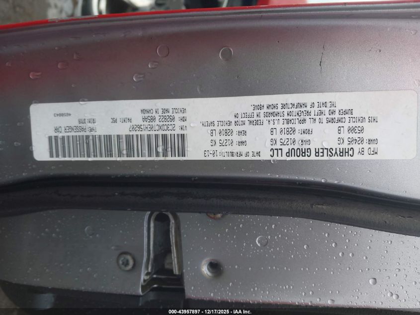 2014 Dodge Charger R/T VIN: 2C3CDXCT0EH156207 Lot: 43957897