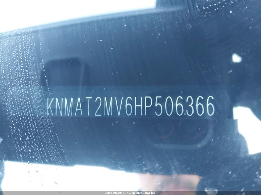 2017 Nissan Rogue Sv VIN: KNMAT2MV6HP506366 Lot: 43957918