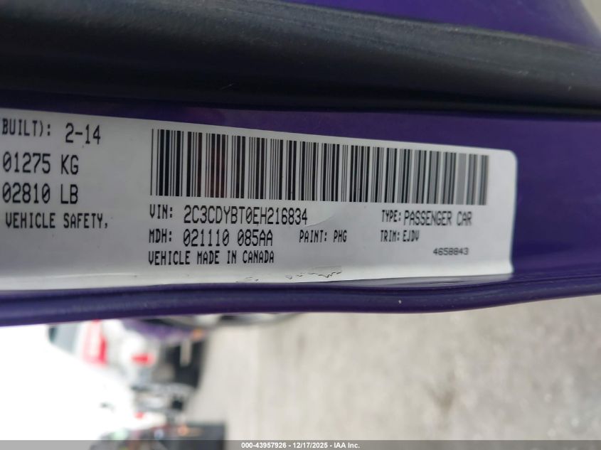 2014 Dodge Challenger R/T Classic VIN: 2C3CDYBT0EH216834 Lot: 43957926