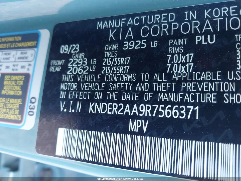 2024 Kia Seltos Ex VIN: KNDER2AA9R7566371 Lot: 43957929