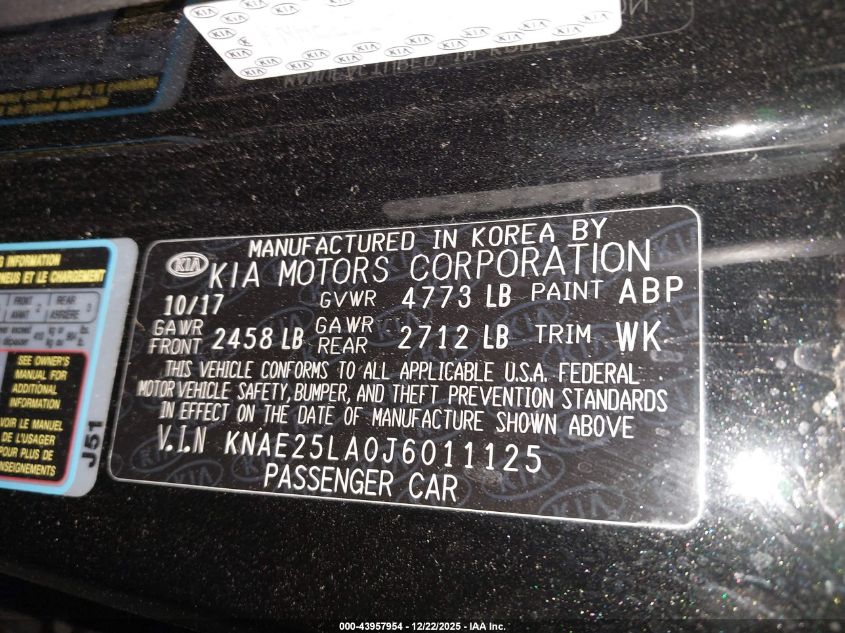 2018 Kia Stinger Premium VIN: KNAE25LA0J6011125 Lot: 43957954