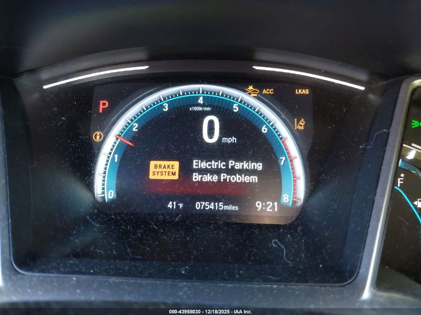 2019 Honda Civic Ex-L VIN: JHMFC1F71KX004160 Lot: 43958030