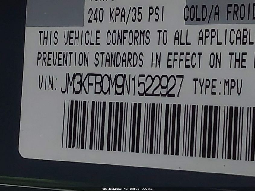 2022 Mazda Cx-5 2.5 S Carbon Edition VIN: JM3KFBCM9N1522927 Lot: 43958052