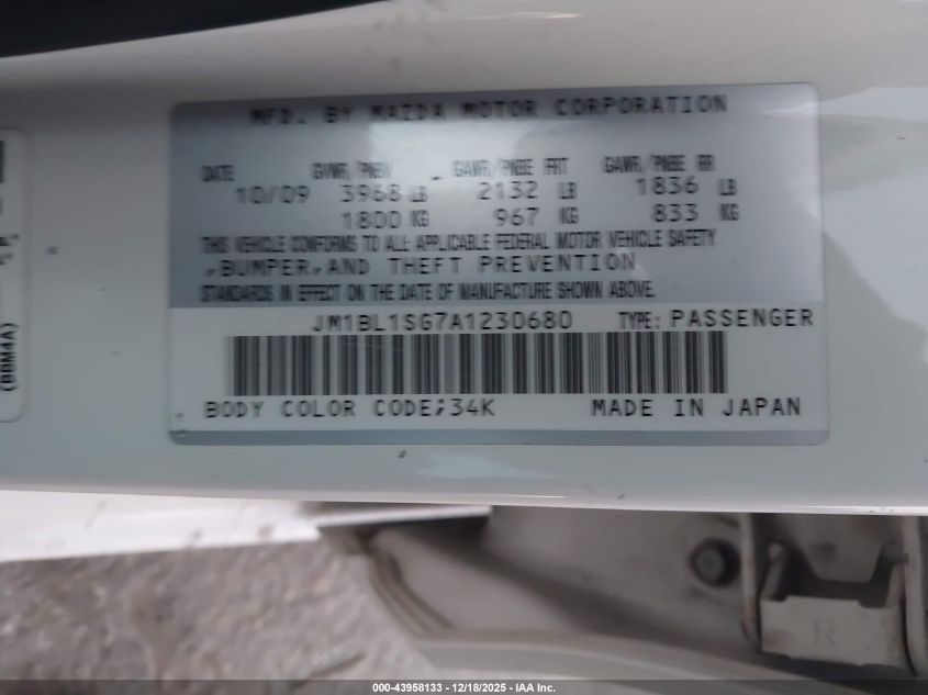 2010 Mazda Mazda3 I Sport VIN: JM1BL1SG7A1230680 Lot: 43958133