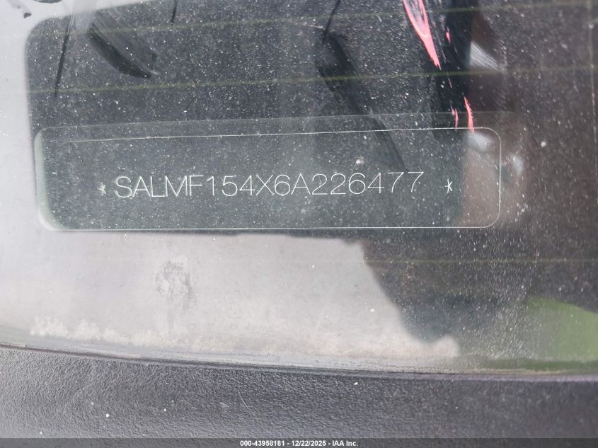 2006 Land Rover Range Rover Hse VIN: SALMF154X6A226477 Lot: 43958181