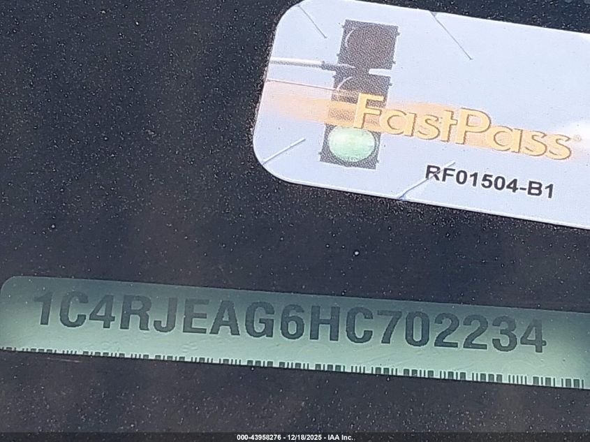 2017 Jeep Grand Cherokee Laredo 4X2 VIN: 1C4RJEAG6HC702234 Lot: 43958276