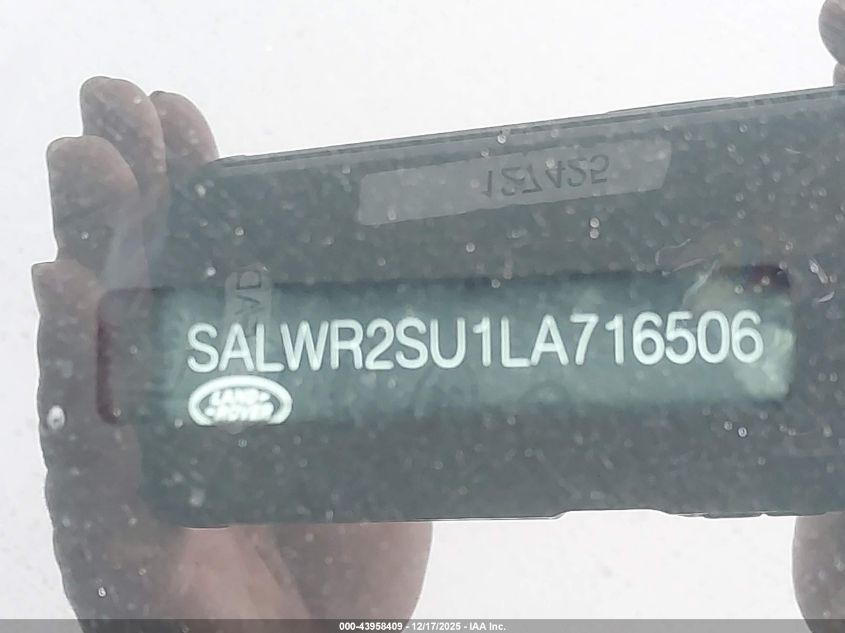 2020 Land Rover Range Rover Sport Hse Mhev VIN: SALWR2SU1LA716506 Lot: 43958409