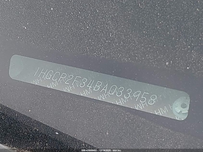 2011 Honda Accord 2.4 Lx VIN: 1HGCP2F34BA033958 Lot: 43958452