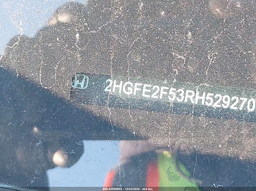 2024 Honda Civic Sport VIN: 2HGFE2F53RH529270 Lot: 43958503