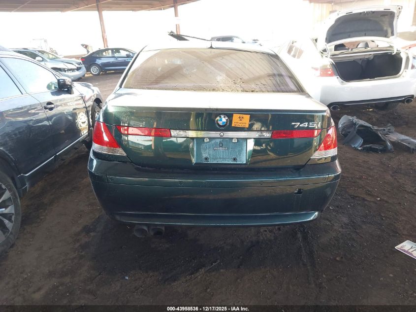 2002 BMW 745I VIN: WBAGL63492DP58189 Lot: 43958536