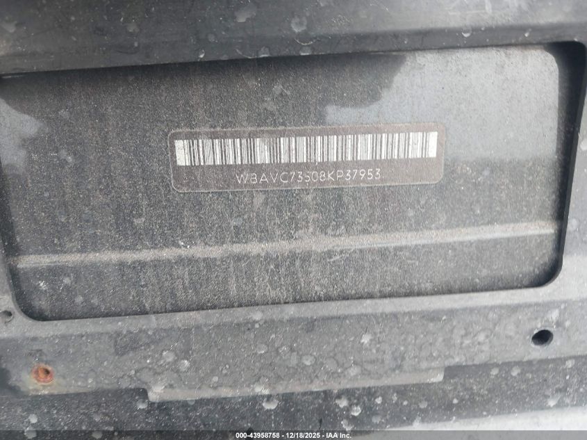 2008 BMW 328Xi VIN: WBAVC73508KP37953 Lot: 43958758