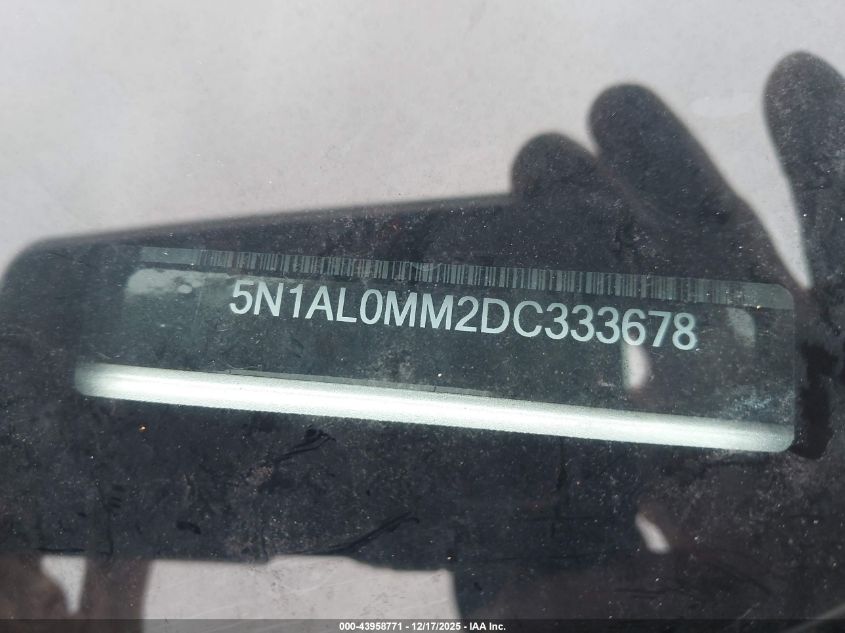 2013 Infiniti Jx35 VIN: 5N1AL0MM2DC333678 Lot: 43958771