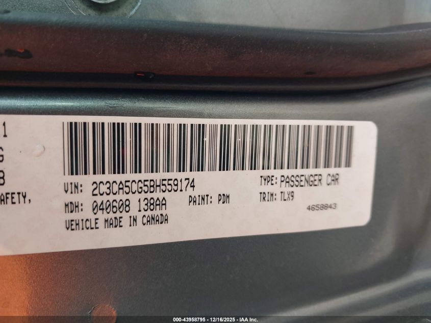 2011 Chrysler 300 Limited VIN: 2C3CA5CG5BH559174 Lot: 43958795