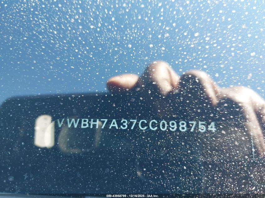 2012 Volkswagen Passat 2.5L Se VIN: 1VWBH7A37CC098754 Lot: 43958799
