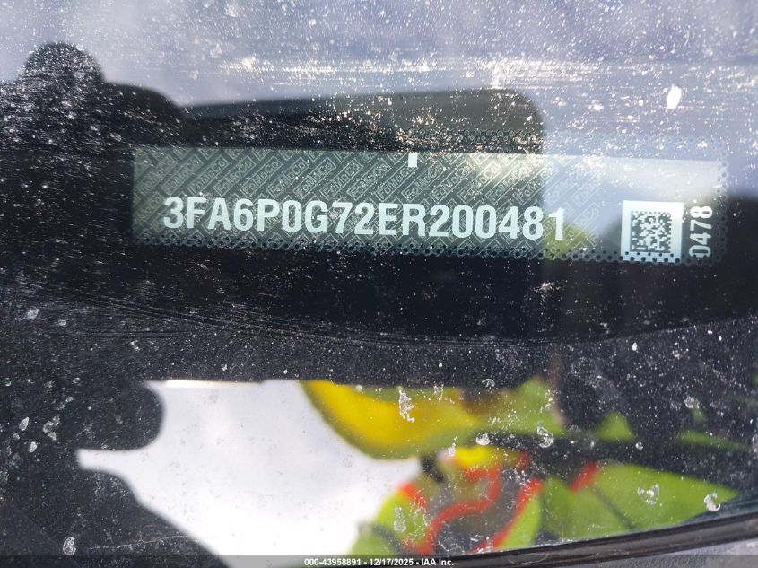 2014 Ford Fusion S VIN: 3FA6P0G72ER200481 Lot: 43958891
