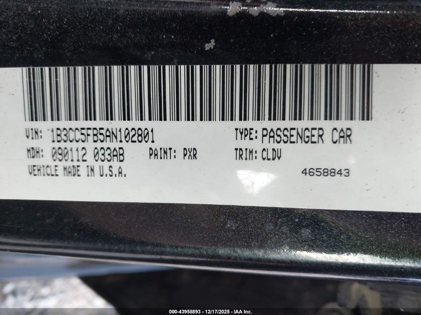 2010 Dodge Avenger R/T VIN: 1B3CC5FB5AN102801 Lot: 43958893