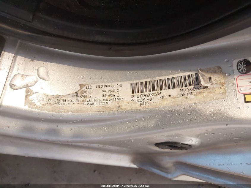 2012 Chrysler 200 Touring VIN: 1C3BCBEB8CN215708 Lot: 43959001