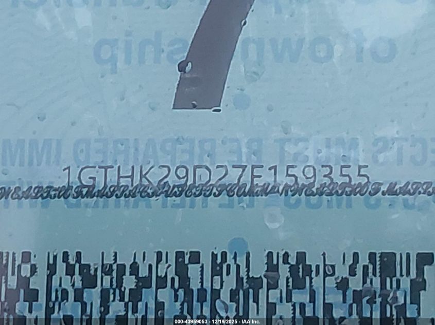 2007 GMC Sierra 2500Hd Classic Sle1 VIN: 1GTHK29D27E159355 Lot: 43959053