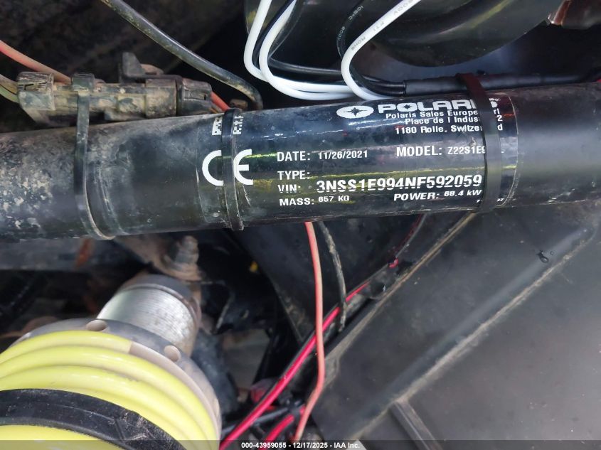 2022 Polaris Rzr Rs1 VIN: 3NSS1E994NF592059 Lot: 43959055