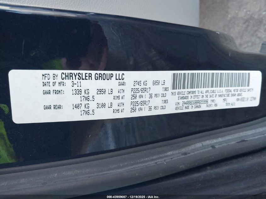 2011 Chrysler Town & Country Touring-L VIN: 2A4RR8DG8BR655996 Lot: 43959087