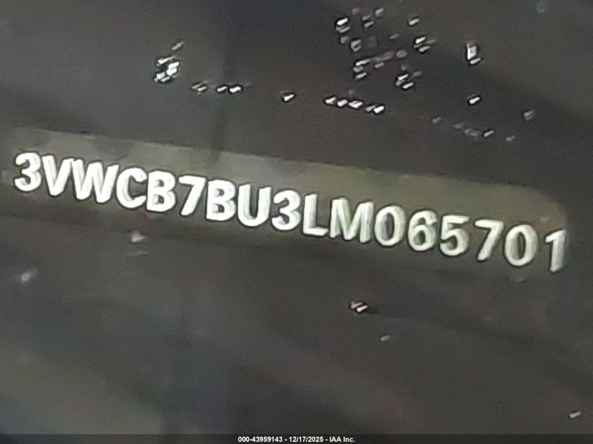 2020 Volkswagen Jetta 1.4T R-Line/1.4T S/1.4T Se VIN: 3VWCB7BU3LM065701 Lot: 43959143