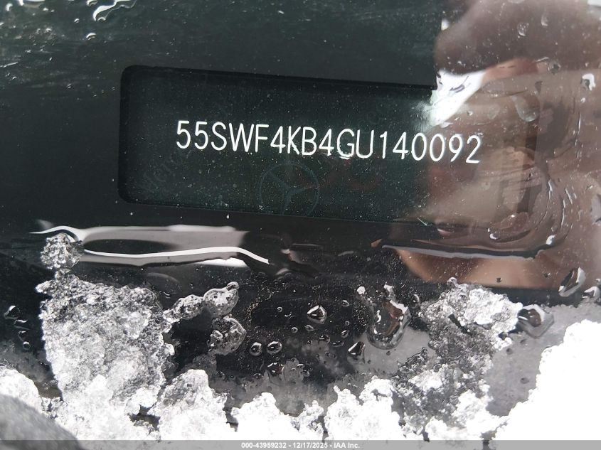 2016 Mercedes-Benz C 300 4Matic VIN: 55SWF4KB4GU140092 Lot: 43959232